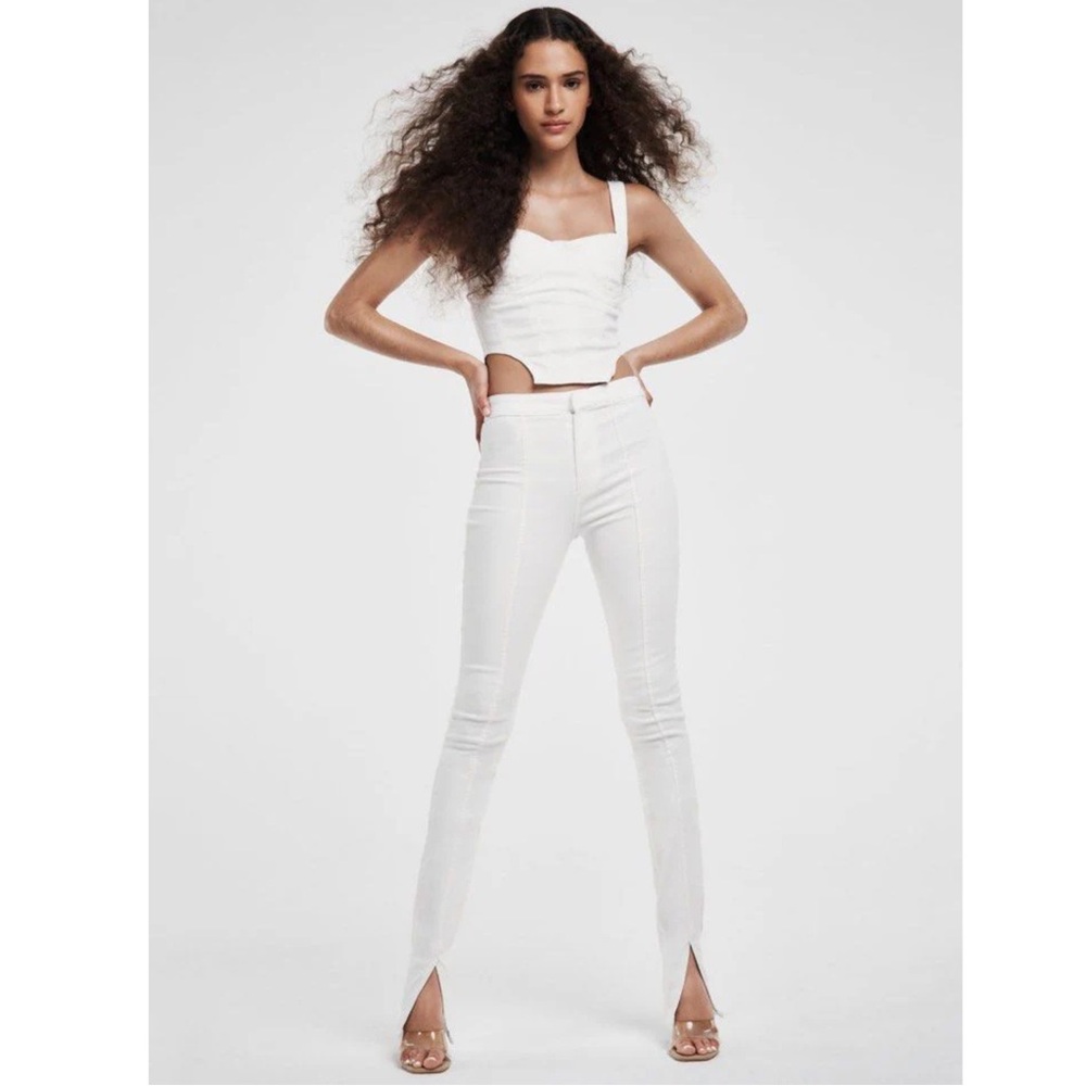 ZARA White Corset Bustier Crop Top Structured Stretch Cotton Size S - Picture 14 of 15